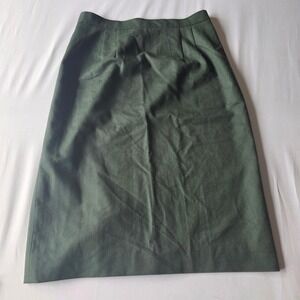 Valerie‎ Stevens 100% Wool Green Skirt Size 12 Career Business warm office olive